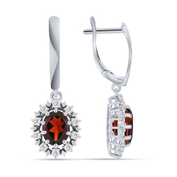 Cercei Suspendați din argint  cu pietre Cubic Zirconia Incolor, Granat