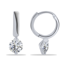 Cercei Creole din argint  cu pietre Cubic Zirconia Incolor