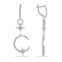 Cercei Suspendați din argint  cu pietre Cubic Zirconia Incolor