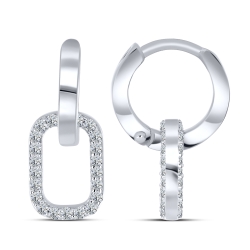 Cercei Creole din argint  cu pietre Cubic Zirconia Incolor