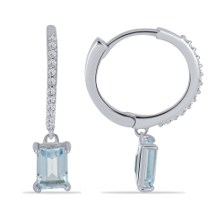 Cercei din argint  cu Cubic Zirconia Incolor, Topaz albastru