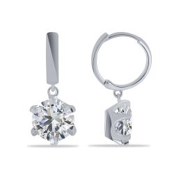 Cercei Creole din argint  cu pietre Cubic Zirconia Incolor