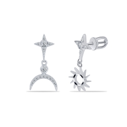 Cercei Pusete din argint  cu pietre Cubic Zirconia Incolor