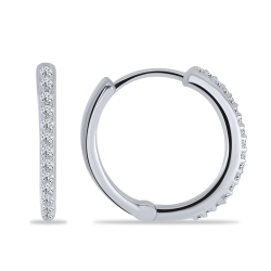 Cercei Creole din argint  cu pietre Cubic Zirconia Incolor