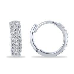 Cercei Creole din argint  cu pietre Cubic Zirconia Incolor