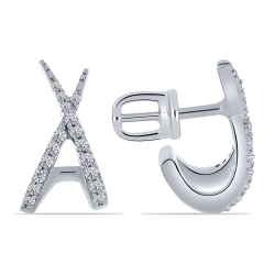 Cercei Pusete din argint  cu pietre Cubic Zirconia Incolor