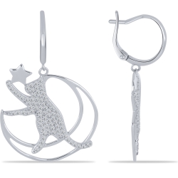 Cercei Creole din argint  cu pietre Cubic Zirconia Incolor