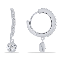 Cercei Creole din argint  cu pietre Cubic Zirconia Incolor