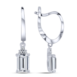 Cercei Suspendați din argint  cu pietre Cubic Zirconia Incolor, Cristal de munte