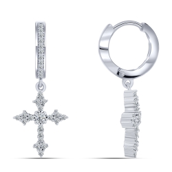 Cercei Creole din argint  cu pietre Cubic Zirconia Incolor