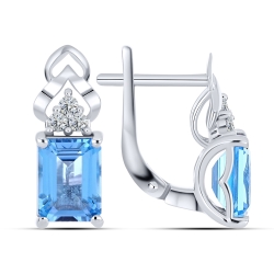 Cercei din argint  cu Cubic Zirconia Incolor, Topaz Swiss