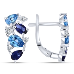 Cercei din argint  cu Cubic Zirconia Incolor, Topaz Swiss și Corindon