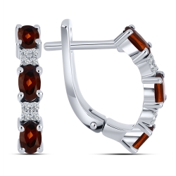 Cercei din argint  cu Cubic Zirconia Incolor, Granat