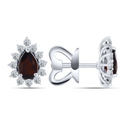 Cercei din argint  cu Cubic Zirconia Incolor, Granat