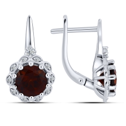 Cercei din argint  cu Cubic Zirconia Incolor, Granat