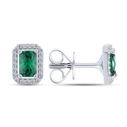 Cercei din argint  cu Cubic Zirconia Incolor, Cubic Zirconia Verde