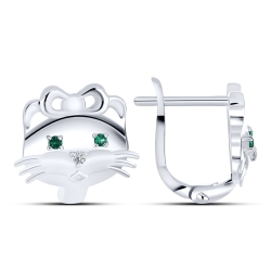 Cercei din argint  cu Cubic Zirconia Incolor, Nanosmarald