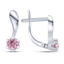 Cercei din argint  cu Cubic Zirconia Roz