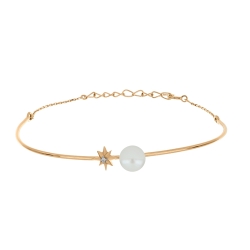 Brățară din aur roz cu pietre Cubic Zirconia Incolor, Perla Albă