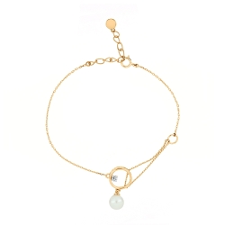 Brățară din aur roz cu pietre Cubic Zirconia Incolor, Perla Albă