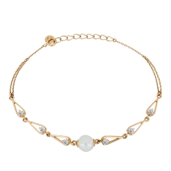 Brățară din aur roz cu pietre Cubic Zirconia Incolor, Perla Albă