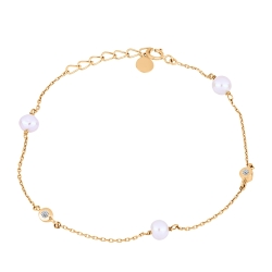 Brățară din aur roz cu pietre Cubic Zirconia Incolor, Perla Albă