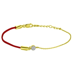 Brățară din aur galben cu pietre Cubic Zirconia Incolor, Textil