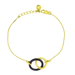 Brățară din aur galben cu pietre Ceramica neagră