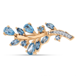 Broșă din aur roz cu pietre Cubic Zirconia Incolor, Topaz Swiss