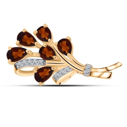 Broșă din aur roz cu pietre Cubic Zirconia Incolor, Granat