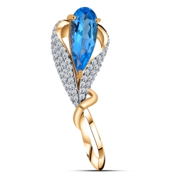 Broșă din aur roz cu pietre Cubic Zirconia Incolor, Topaz Swiss