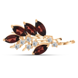 Broșă din aur roz cu pietre Cubic Zirconia Incolor, Granat