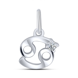 Pandantiv din aur alb cu pietre Cubic Zirconia Incolor