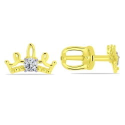 Cercei Pusete din aur galben cu pietre Cubic Zirconia Incolor