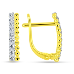 Cercei din aur galben cu pietre Cubic Zirconia Incolor
