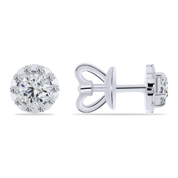 Cercei Pusete din aur alb cu pietre Cubic Zirconia Incolor