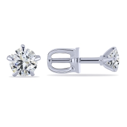 Cercei Pusete din aur alb cu pietre Cubic Zirconia Incolor