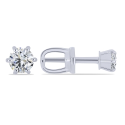 Cercei Pusete din aur alb cu pietre Cubic Zirconia Incolor