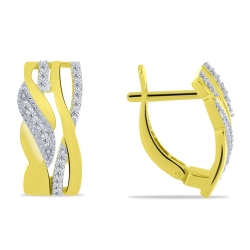 Cercei din aur galben cu pietre Cubic Zirconia Incolor