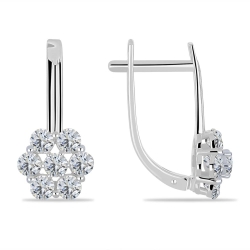 Cercei din aur alb cu pietre Cubic Zirconia Incolor