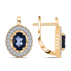Cercei din aur roz cu pietre Cubic Zirconia Incolor, Topaz London