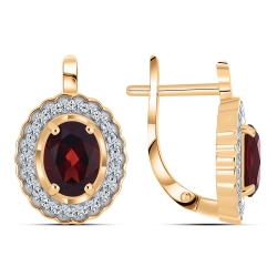 Cercei din aur roz cu pietre Cubic Zirconia Incolor, Granat