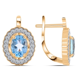 Cercei din aur roz cu pietre Cubic Zirconia Incolor, Topaz Swiss