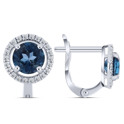 Cercei din aur alb cu pietre Cubic Zirconia Incolor, Topaz London