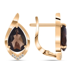 Cercei din aur roz cu pietre Cubic Zirconia Incolor, Cuarț fumuriu