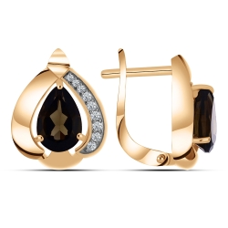 Cercei din aur roz cu pietre Cubic Zirconia Incolor, Cuarț fumuriu