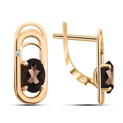 Cercei din aur roz cu pietre Cubic Zirconia Incolor, Cuarț fumuriu
