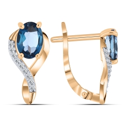 Cercei din aur roz cu pietre Cubic Zirconia Incolor, Topaz London