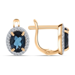 Cercei din aur roz cu pietre Cubic Zirconia Incolor, Topaz London