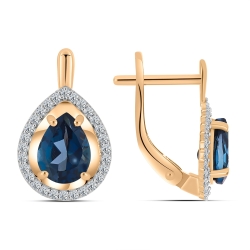 Cercei din aur roz cu pietre Cubic Zirconia Incolor, Topaz London